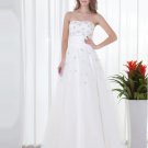 Elegant Strapless Beading Floor Length Tulle Graduation Dress