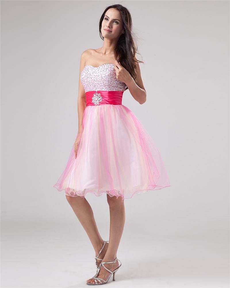 Yarn Beading Sweetheart Knee Length Graduation Dress