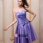 Satin Beading Ruffle Sweetheart Knee Length Cocktail Party Dress