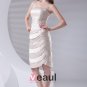 Strapless Knee Length Applique Pleated Satin Women Little Black Party Dress