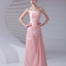 Strapless Floor Length Pleated Taffeta Woman Evening Party Dress