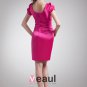 Charmeuse Ruffle Scoop Mini Women Cocktail Party Dress