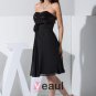 Chiffon Charmeuse Silk Lace Sweetheart Sleeveless Knee Length Little Black Party Dress