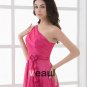 Taffeta Flower One Shoulder Tea Length Cocktail Party Dress