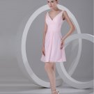 Chiffon V Neck Mini Little Black Party Dress