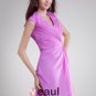 Chiffon Ruffle V Neck Knee Length Little Black Party Dress