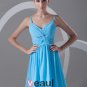 Spaghetti Strap Pleated Beading Knee Length Chiffon Little Black Party Dress