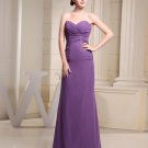 Fashion Chiffon Charmeuse Silk Pleated Sweetheart Sleeveless Floor Length Women Evening Party Dress