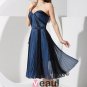Chiffon Charmeuse Silk Sweetheart Sleeveless Tea Length Little Black Party Dress