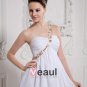 One Shoulder Ruffle Bead Chiffon Thigh Length Cocktail Party Dresses