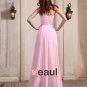 Sleeveless Chiffon Ruffles One Shoulder Pink Floor Length Evening Party Dresses