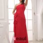 Silk Like Satin Chiffon Silk Ruffle Sloping Floor Length Pleated Evening Party Dress