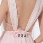 Round Neckline Thigh Length Sleeveless Pleat Chiffon Woman Cocktail Party Dress