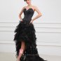 Satin Organza Beading Feather Sweetheart Asymmetrical Length Prom Dresses