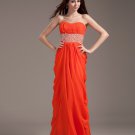 Chiffon Ruffle Sash Floor Length Prom Dress