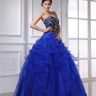 Ball Gown Organza Satin Beading Ruffle Applique Sweetheart Floor Length Quinceanera Prom Dresses