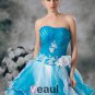 Ball Gown Organza Ruffle Beading Flower Strapless Floor Length Tiered Quinceanera Prom Dress