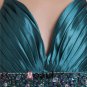 Satin Beading Ruffle V-Neck Prom Dress