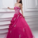 Ball Gown Sweetheart Applique Ruffle Floor Length Taffeta Quinceanera Prom Dress