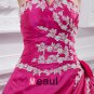 Ball Gown Sweetheart Applique Ruffle Floor Length Taffeta Quinceanera Prom Dress