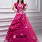 Ball Gown Sweetheart Applique Ruffle Floor Length Taffeta Quinceanera Prom Dress