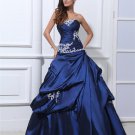 Ball Gown Applique Pleated Taffeta Beading Strapless Floor Length Quinceanera Prom Dresses