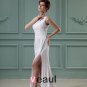 Sloping Neckline Sleeveless Floor Length Paillette Silk Woman Prom Dress