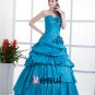 Ball Gown Sleeveless Flowers Embroidery Ruffles Applique One Shoulder Floor Length Quinceanera Prom