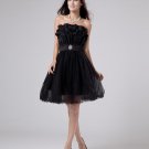 Organza Beading Ruffle Flower Pattern Prom Dresses