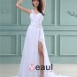 Sloping Chiffon Satin Pleated Floor Length Prom Dresses