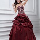 Ball Gown Strapless Ruffle Beading Embroidery Taffeta Floor Length Quinceanera Prom Dress
