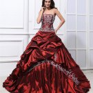 Satin Ruffles Applique Court Empire Prom Dresses