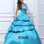 Ball Gown Strapless Taffeta Beading Ruffle Floor Length Quinceanera Prom Dresses