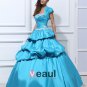 Ball Gown Strapless Taffeta Beading Ruffle Floor Length Quinceanera Prom Dresses