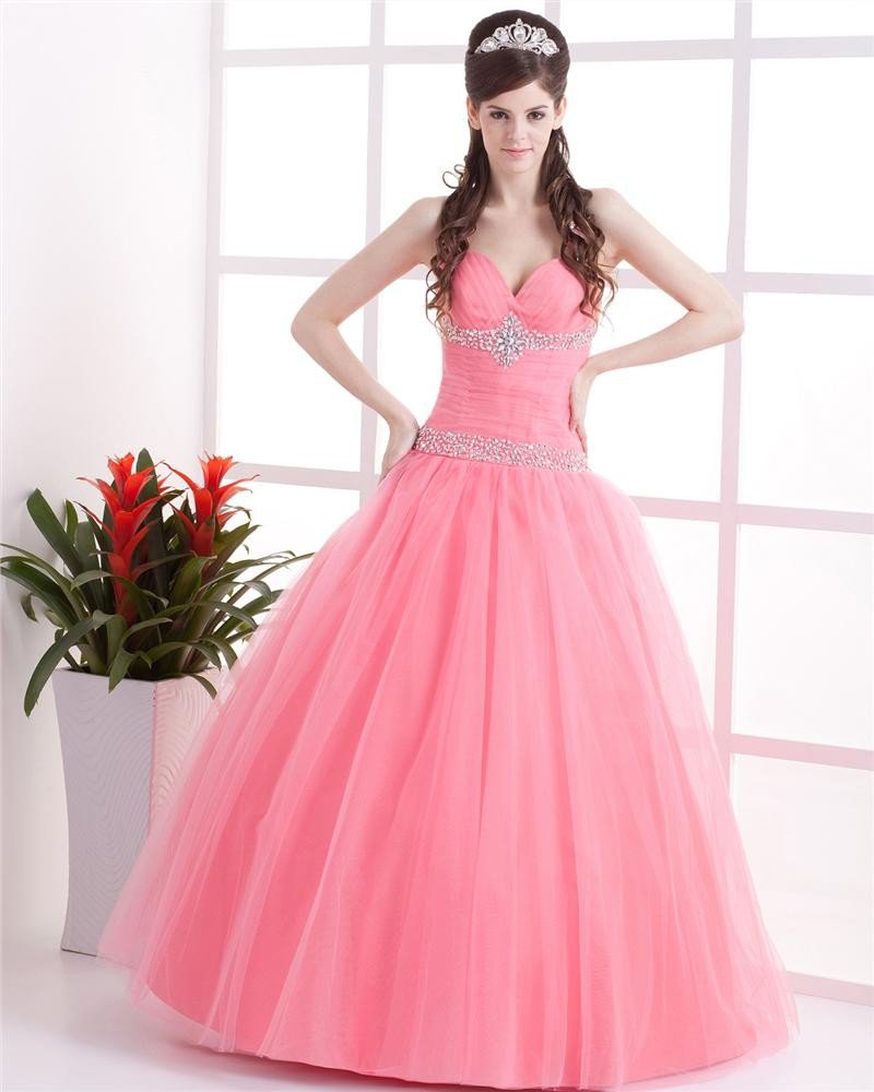 Satin Tulle Halter Beading Ruffle Floor Length Prom Dresses