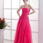 Strapless Ruffle Sleeveless Zipper Floor Length Organza Woman Prom Dress