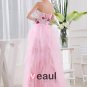 Satin Gauze Sequins Flower Sweetheart Sleeveless Backless Floor Length Tiered Prom Dress