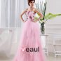 Satin Gauze Sequins Flower Sweetheart Sleeveless Backless Floor Length Tiered Prom Dress