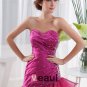 Organza Satin Beading Ruffle Sweetheart Sleeveless Backless Asymmetrical Tiered Prom Dress
