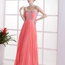 Chiffon Pleated Beading Sweetheart Floor Length Evening Prom Dresses