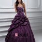 Ball Gown Satin Sweetheart Bead Handmade Flower Drape Floor Length Quinceanera Prom Dresses