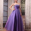 Sleeveless Satin Organza Beading Strapless Floor Length Prom Dresses