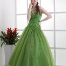 Ball Gown Satin Yarn Beading Ruffle Sweetheart Floor Length Quinceanera Prom Dress