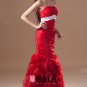 Organza Ruffle Flower Strapless Floor Length Prom Dress