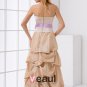 Fashion Taffeta Ruffle Bowknot Strapless Sleeveless Floor Length Prom Dress