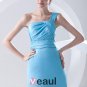 Fashion Satin Pleated One Shoulder Sleeveless Floor Length Prom Dress