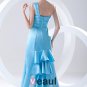Fashion Satin Pleated One Shoulder Sleeveless Floor Length Prom Dress
