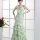Chiffon Beads Strapless Pleated Floor Length Prom Dresses