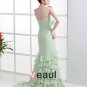 Chiffon Beads Strapless Pleated Floor Length Prom Dresses
