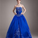 Ball Gown Yarn Pleated Beading Applique Strapless Floor Length Quinceanera Prom Dresses